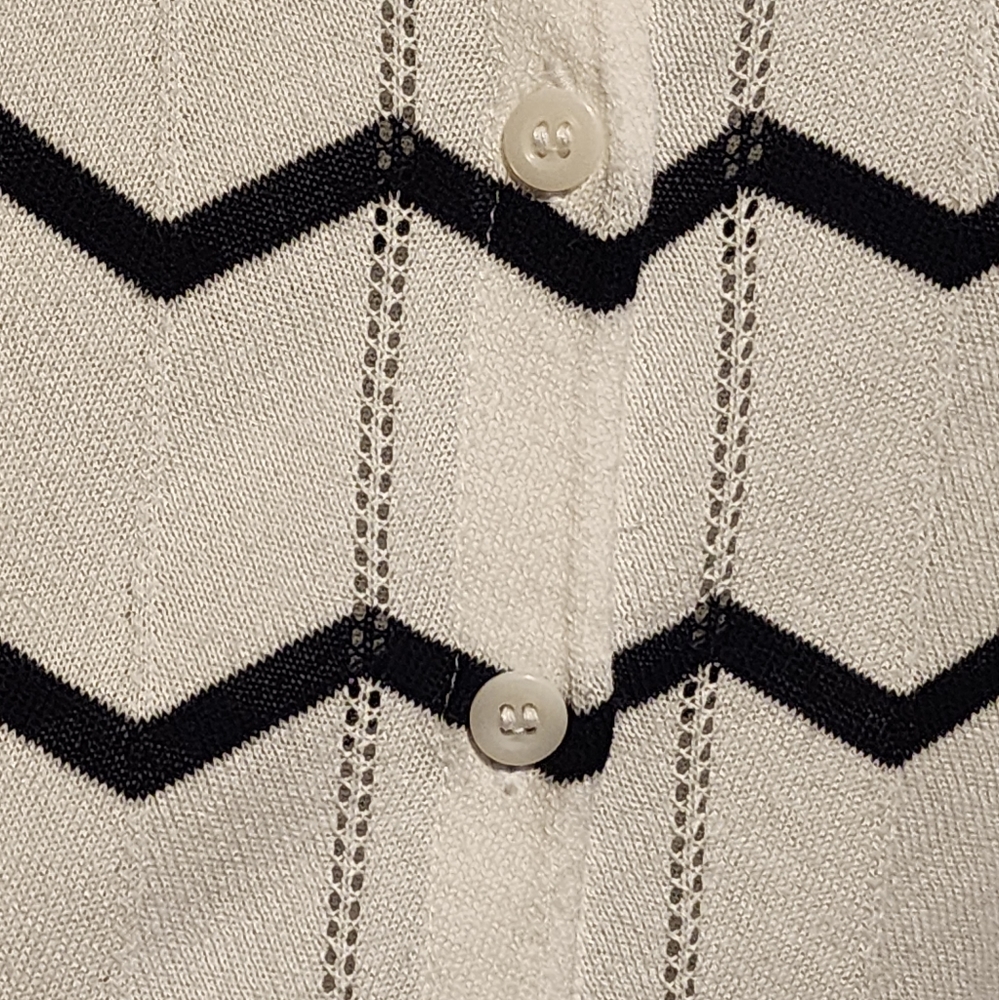 NWT 1901 Chevron Crew Cardigan In White Navy Chevron Sz S - Picture 4 of 5